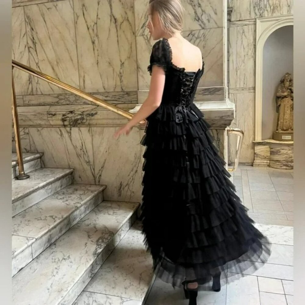 NWT AMY JANE LONDON Sofia Tulle Maxi Dress Black. SZ M - Picture 3 of 7